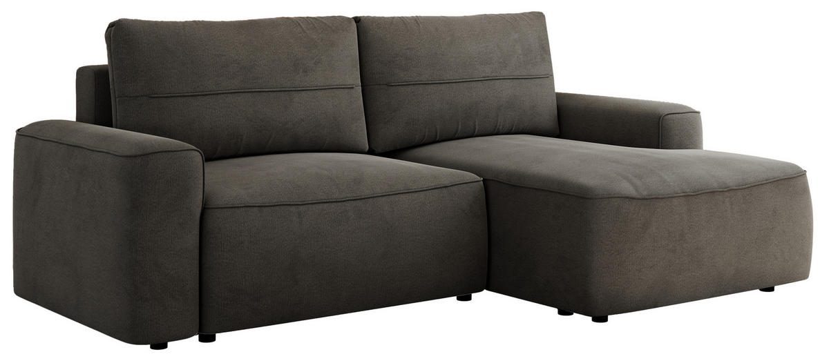 ECKSOFA BELLUNO L Dunkelgrau Velvet - Rechts - Dunkelgrau/Schwarz, Textil (233/144cm) - MKS