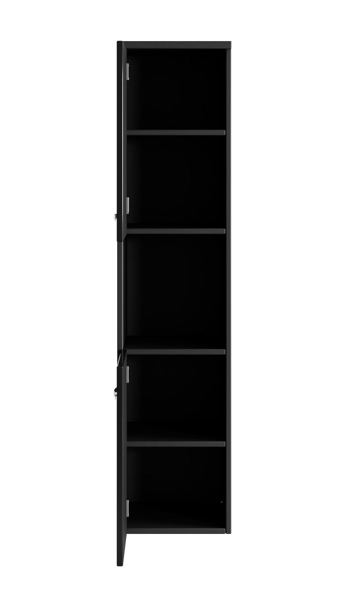 BADEZIMMERSCHRANK Montreal mit 2 Türen Schwarz Hochglanz - 30 x 30 x 130 cm - Schwarz, Holz (30/131/30cm) - Badplaats