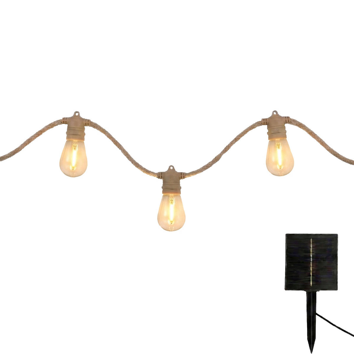 FANTASY CORD 10LED 8M Solar-Lichterkette - Beige, Naturmaterialien (600/5/10cm) - Lumisky