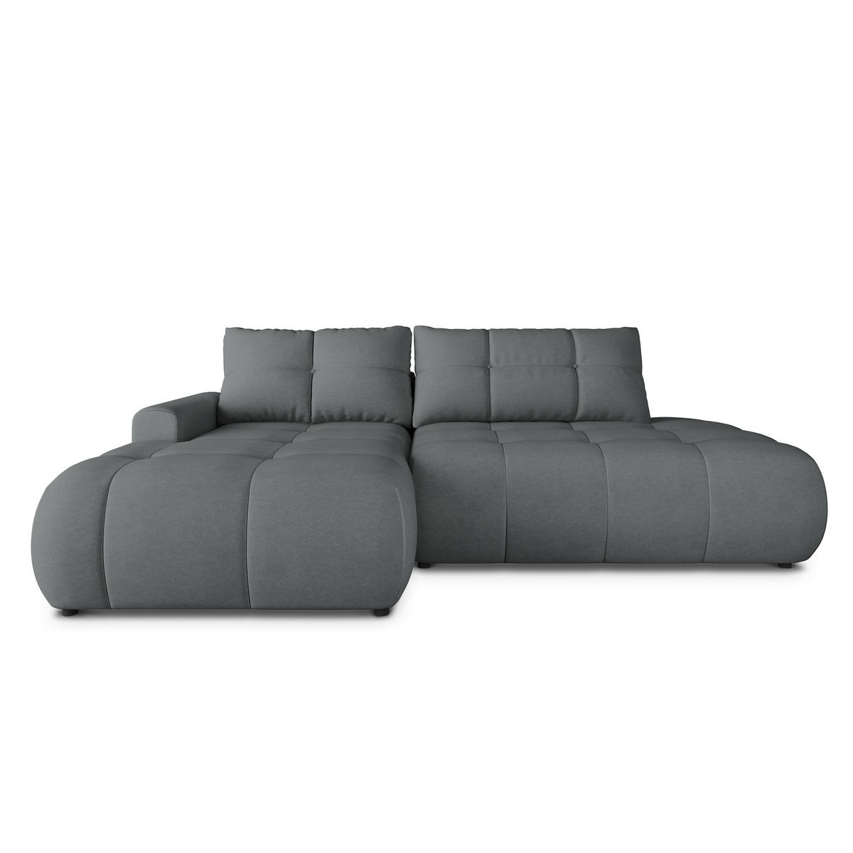 ECKSOFA FLUMA CL L-S Grau Samtstoff mit Schlaffunktion - Grau, Holzwerkstoff/Textil (279/158cm) - MASSENO