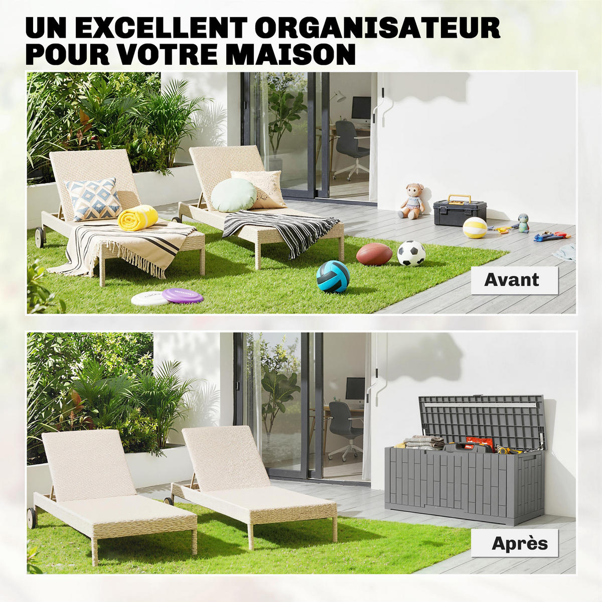 KISSENBOX DE-18686 379 L, abschließbar mit Gasdruckfedern Grau - Grau, Kunststoff (56/62/122.5cm) - ComfortXL