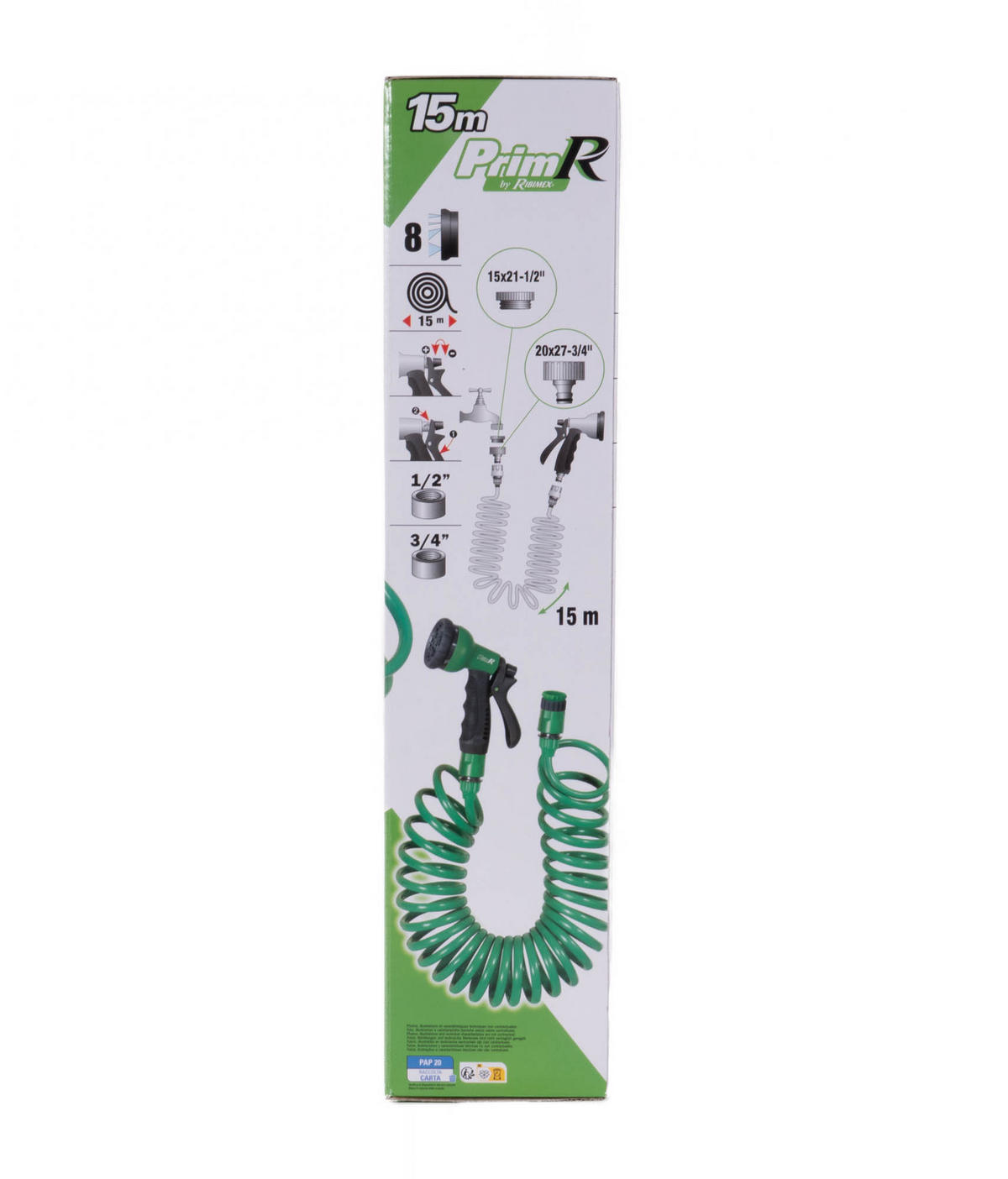 GARTENSCHLAUCH PrimoLand Ribimex 15 m - Grün, Kunststoff (10cm)