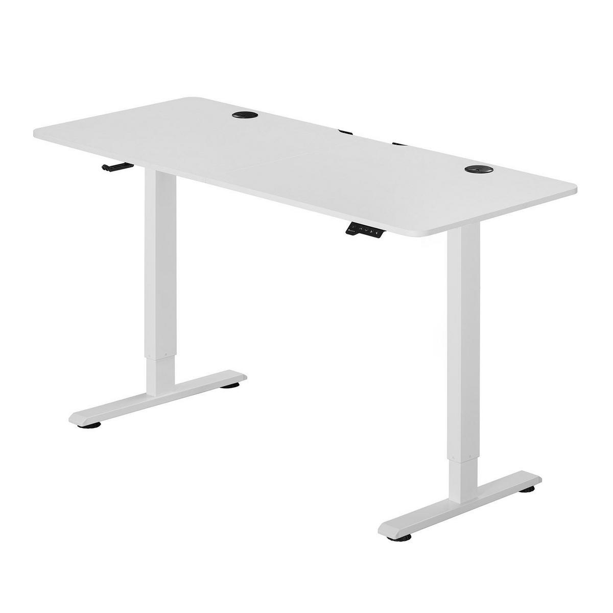 SCHREIBTISCH Office Stand weiß 120x60 cm höhenverstellbar - Weiß, Holz (60/120/117cm) - Juskys