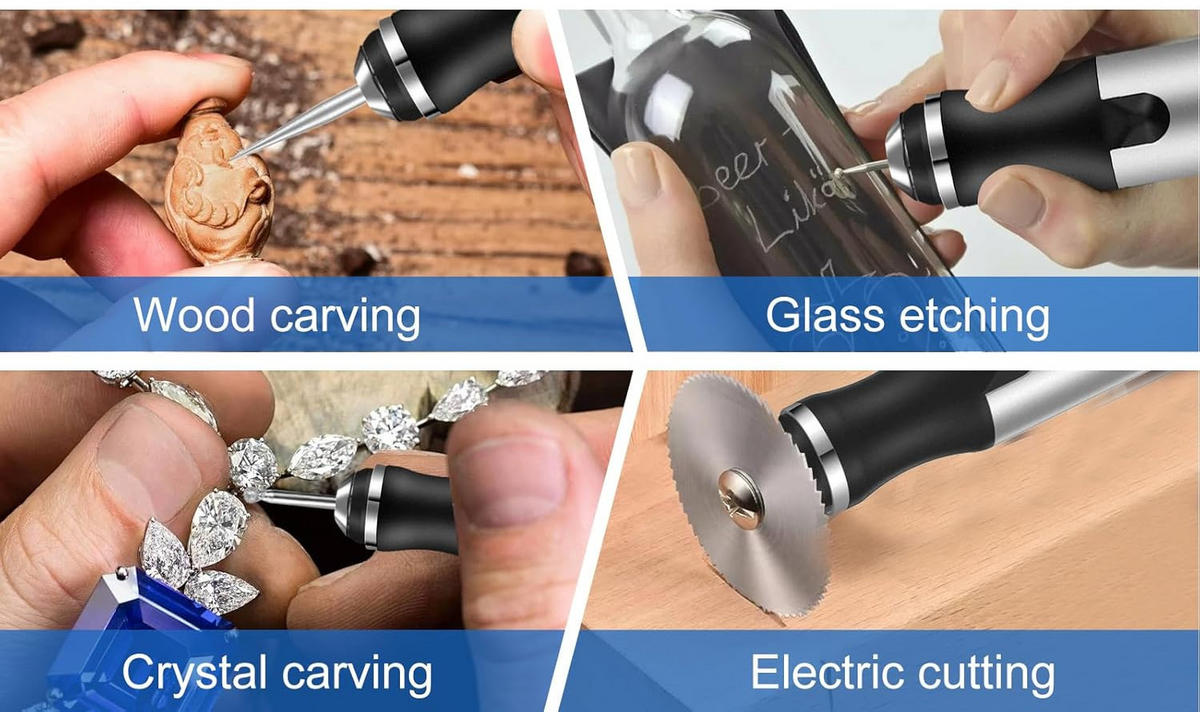 GRAVIERMASCHINE – Drei Geschwindigkeitsstufen – Geeignet für Schmuck, Holz, Glas und Stein - Silberfarben, Metall (21/14/4cm)