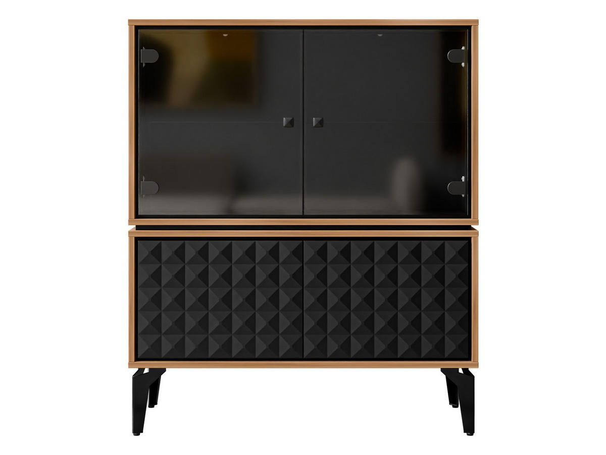 VITRINE Ella 102 - Schwarz/Braun, Holzwerkstoff/Metall (103/122/40cm) - MIRJAN24