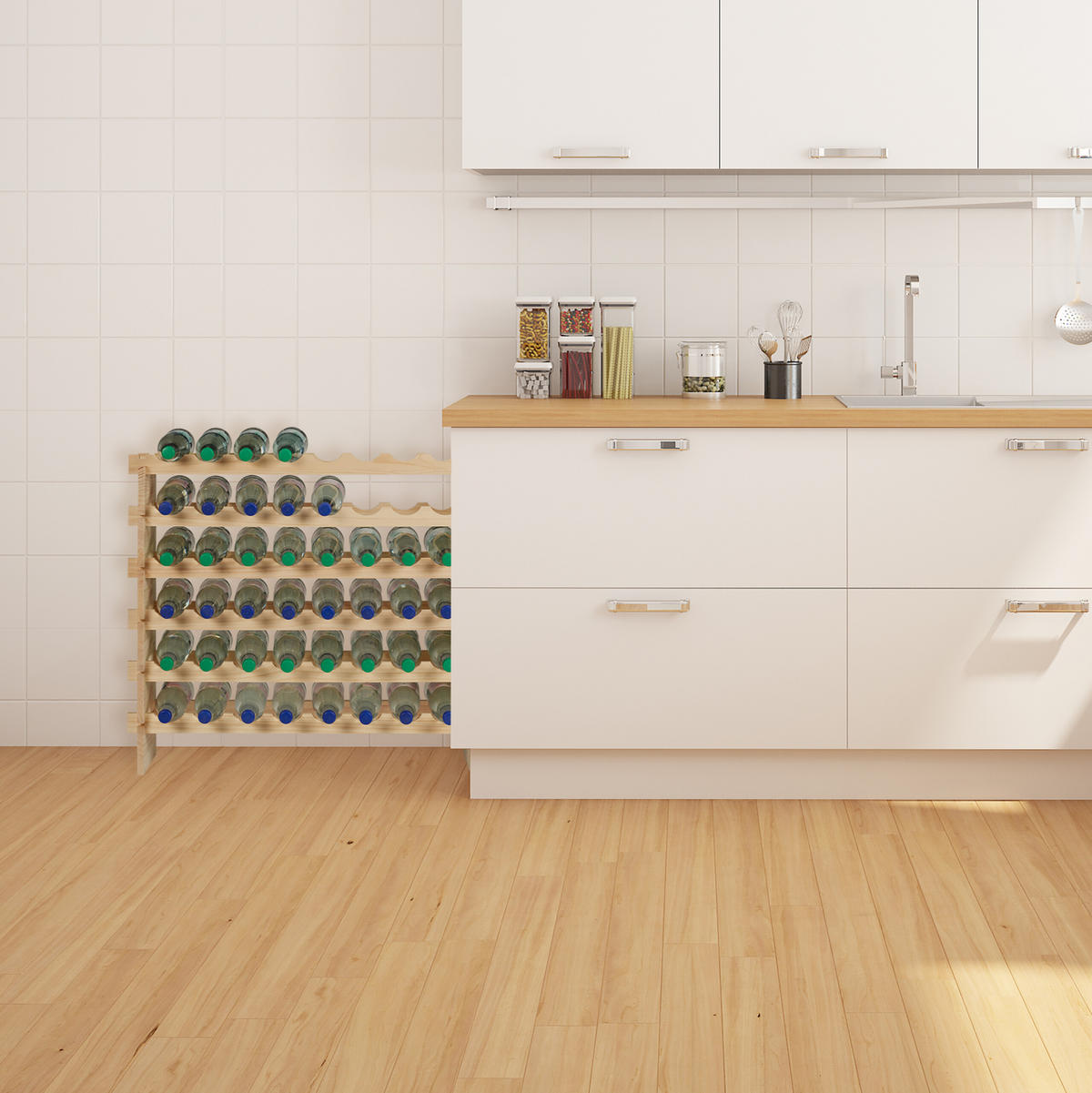 WEINREGAL - Hellbraun, Holz (82/73/25cm) - Relaxdays