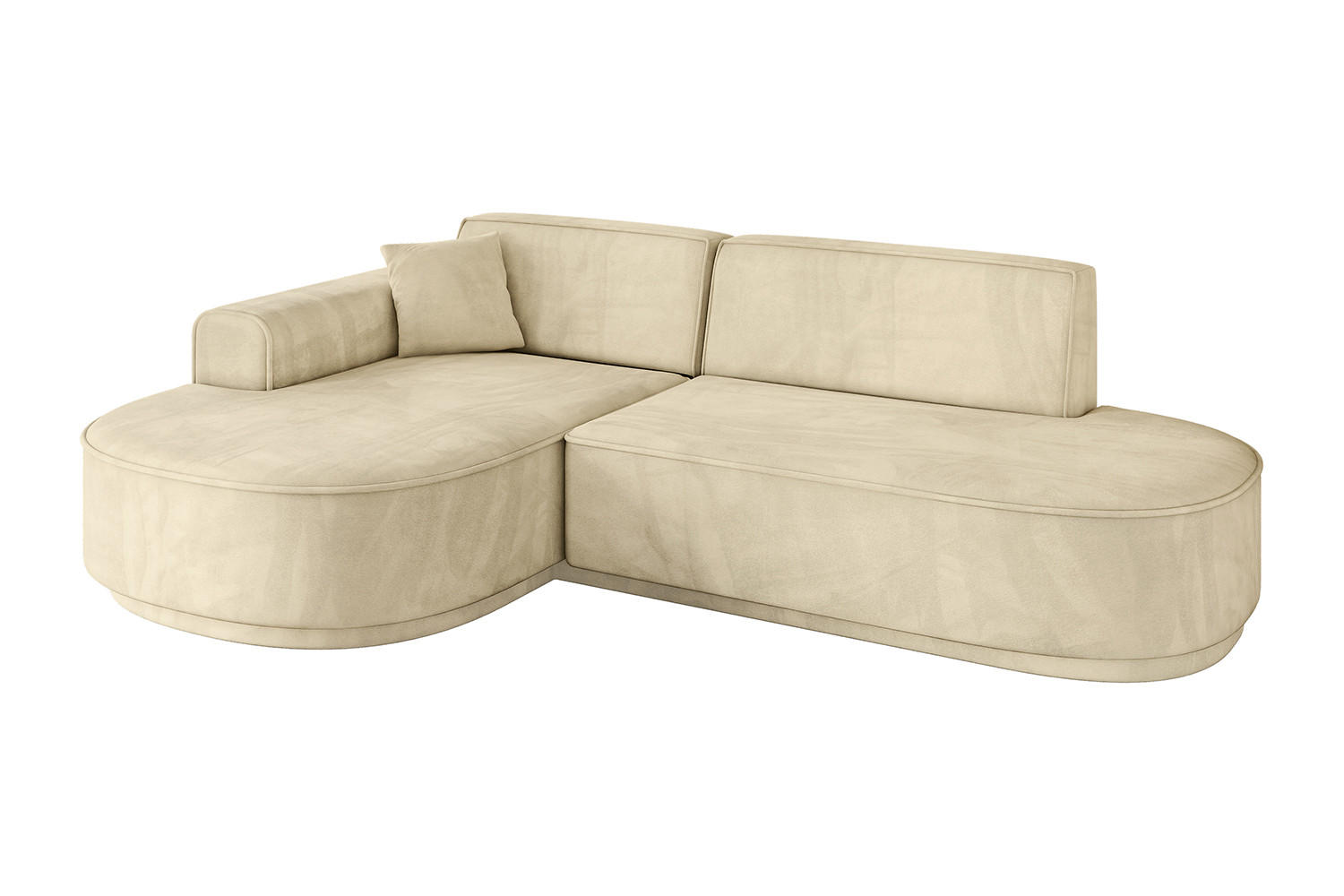 ECKSOFA Ottomane Links MARI-L1-v3 - 243x171x83 cm Beige Velours - Beige/Schwarz, Holzwerkstoff/Kunststoff (243/171cm) - ALTDECOR