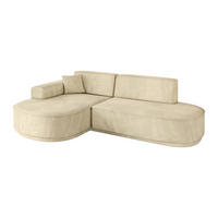 ECKSOFA Ottomane Links MARI-L1-v3 - 243x171x83 cm Beige Velours - Beige/Schwarz, Holzwerkstoff/Kunststoff (243/171cm) - ALTDECOR