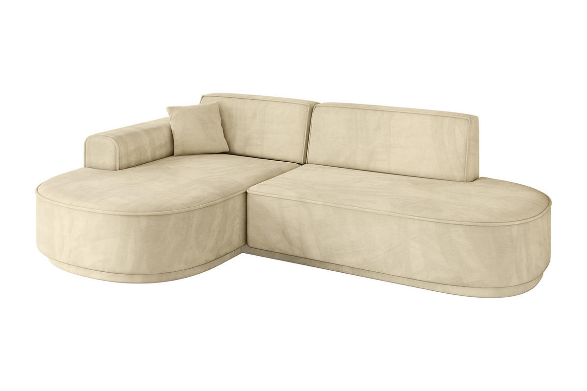 ECKSOFA Ottomane Links MARI-L1-v3 - 243x171x83 cm Beige Velours - Beige/Schwarz, Holzwerkstoff/Kunststoff (243/171cm) - ALTDECOR