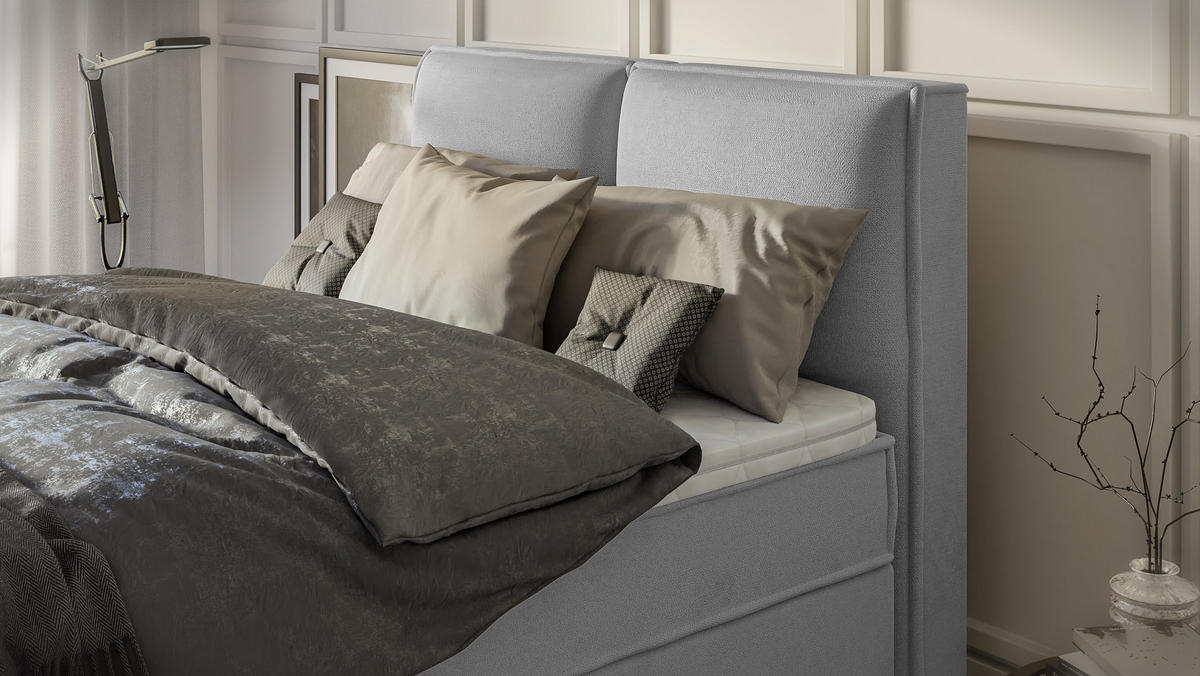 BOXBETT Eclipse 140/200 cm Grau Luxusmicrofaser - Schwarz/Grau, Holz/Kunststoff (140/200cm) - S-Style Möbel