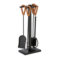 5-TLG.KAMINBESTECK-SET - Schwarz, Textil/Metall (25/62/16cm) - Relaxdays