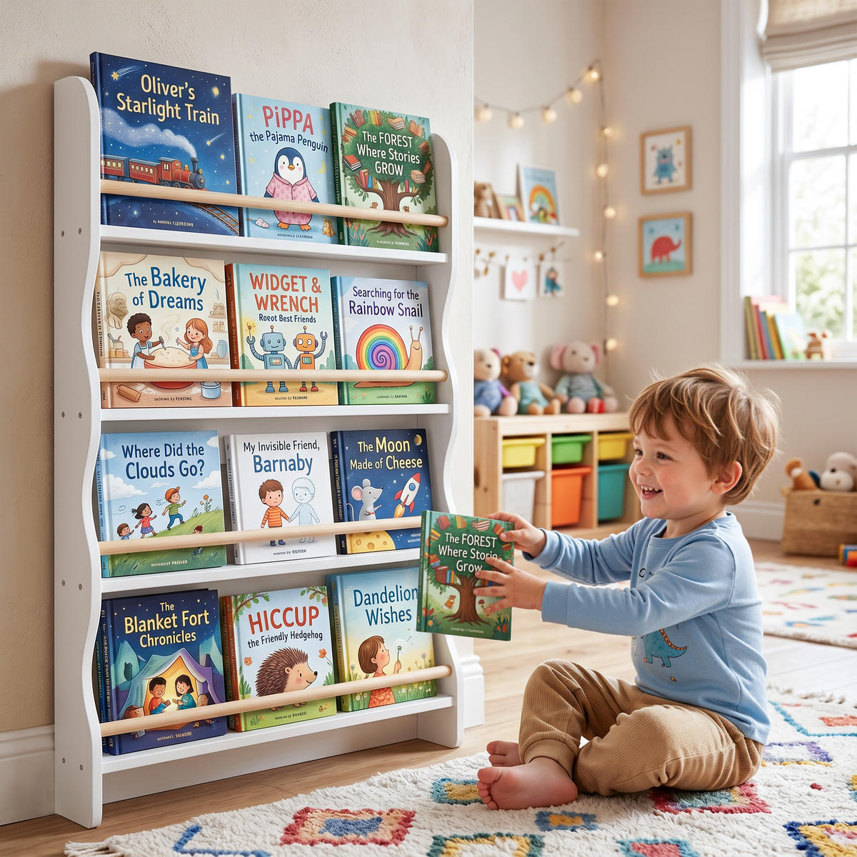 KINDER-BÜCHERREGAL MDF Kiefernholz Weiß - Weiß, Holzwerkstoff (10/98/60cm) - AIYAPLAY