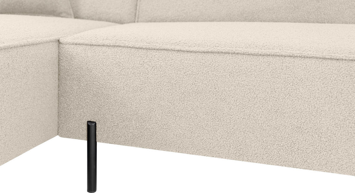 ECKSOFA Hana Loft 3-Sitzer Ecke Links, Boucle, Creme 241/80/168 cm - Schwarz/Weiß, Textil/Metall (241/168cm) - WFL GROUP
