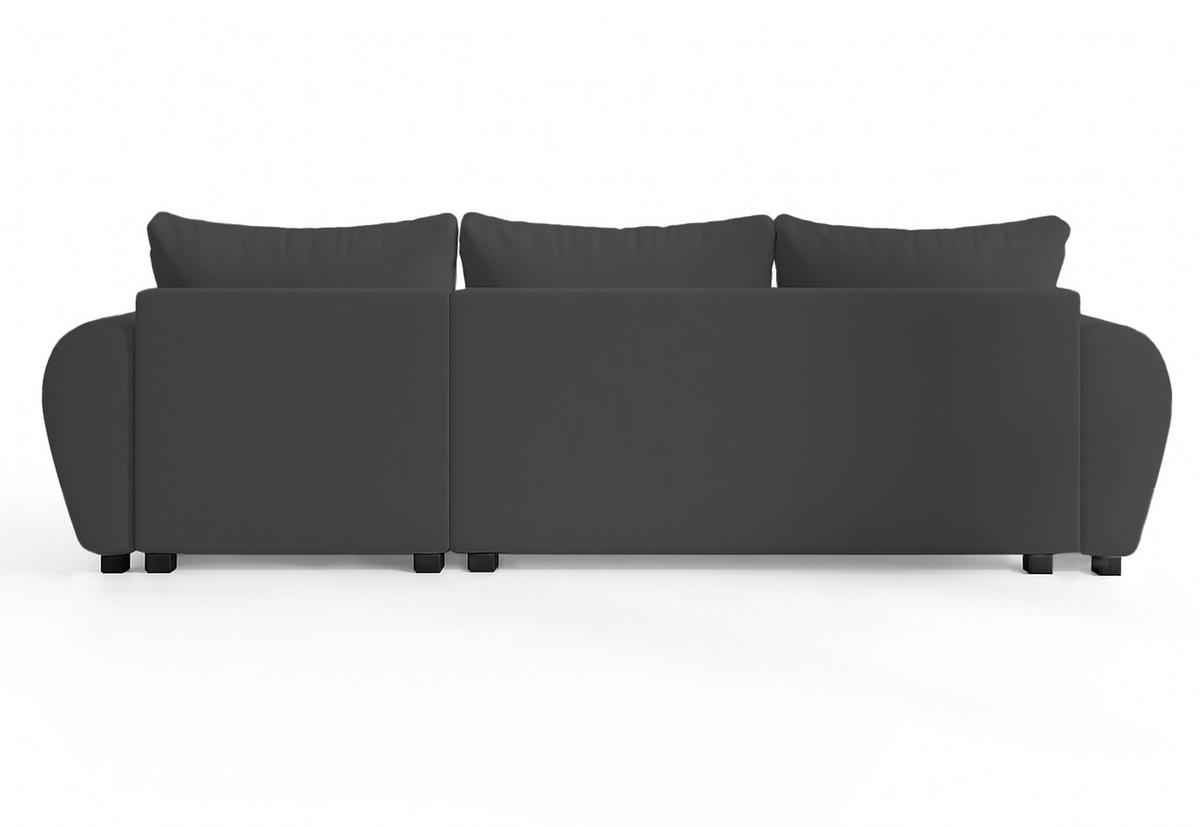 ECKSOFA L Form Malatya Dunkelgrau 246/145/82 cm stilvolle mit Schlaffunktion R - Dunkelgrau/Schwarz, Kunststoff/Textil (246/145cm) - AX Living
