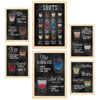 POSTER Set Mit 6 Getränke-Shot Größe A3 & A4 Rahmen aus hellem Holz - Beige, Papier (29.7/1cm) - Nacnic