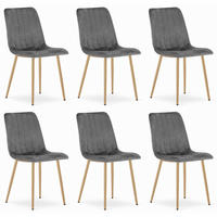 STUHL ORSARA 6-er Set, Grau, Metallbeine in Holzfarbe, mit Samtstoff gepolstert - Anthrazit, Textil/Metall (43/90/51cm) - Komodee