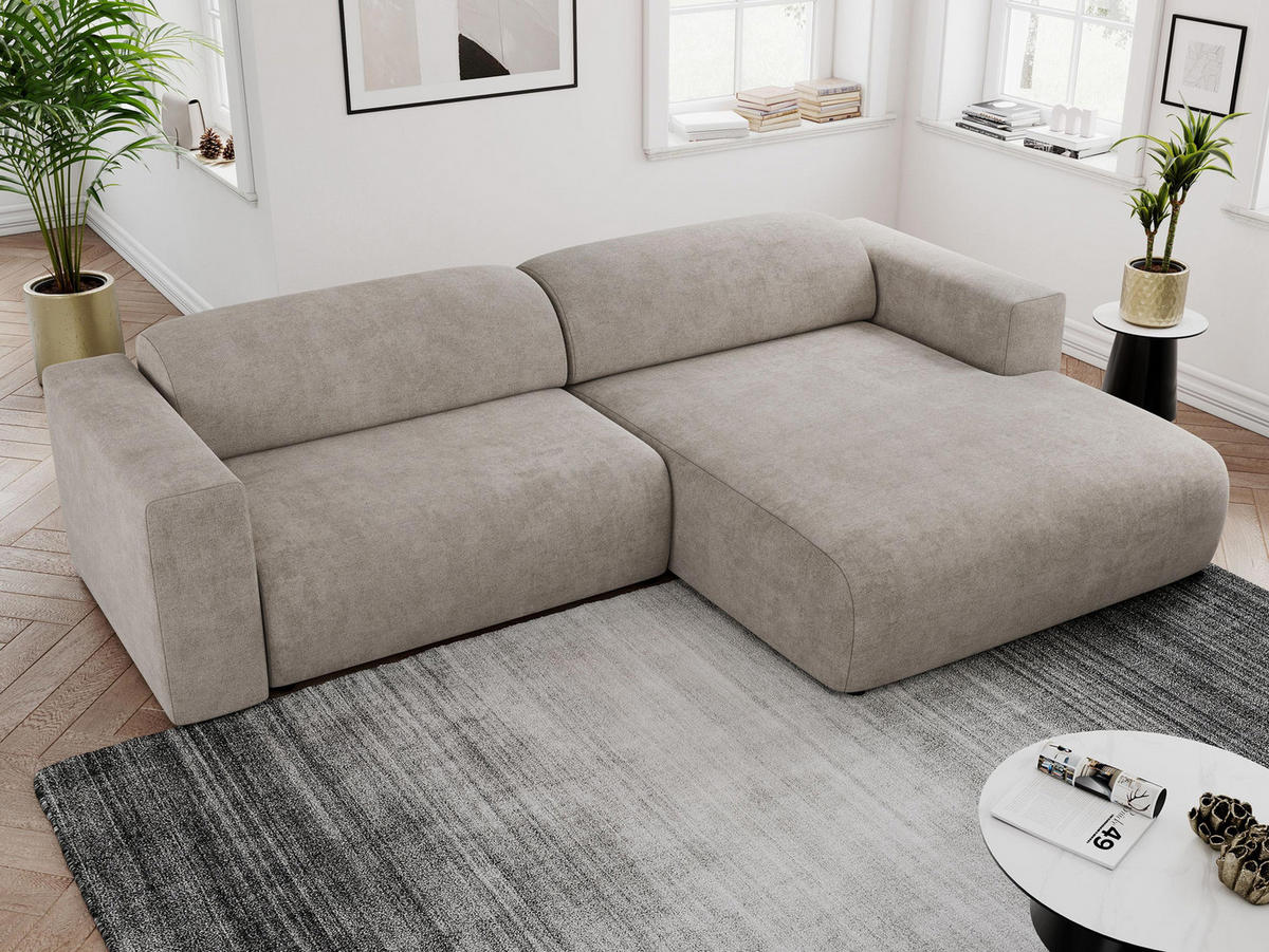 ECKSOFA PASADENA Beige Struktur - Rechts Seite - Beige/Schwarz, Kunststoff/Textil (180/288cm) - MKS