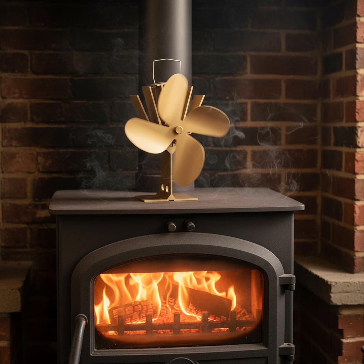 OFENVENTILATOR - Hellbraun, Metall (19/26/12cm) - Relaxdays