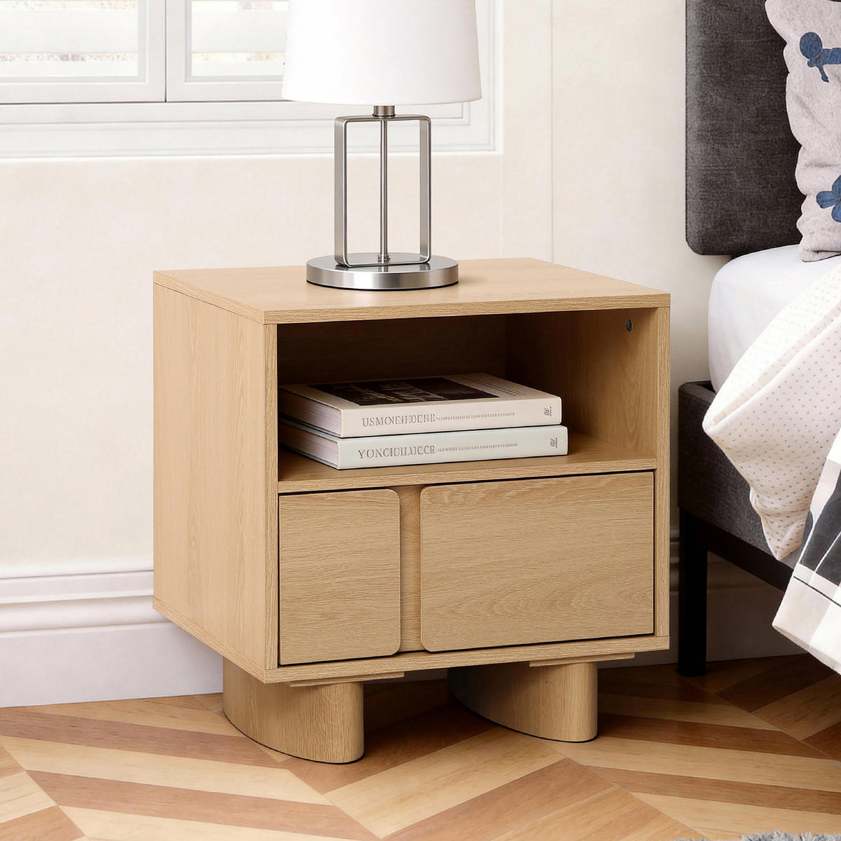 NACHTTISCH | B48 x T39 x H51 cm - Eichefarben, Holzwerkstoff (48/51/39cm) - Hometopia