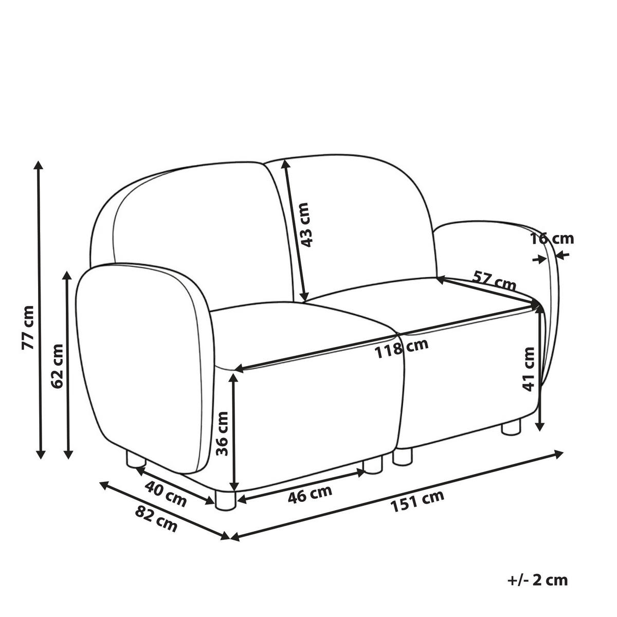 2-SITZER-SOFA Stoff Braun Jule - Schwarz/Braun, Textil (151/77/82cm) - Beliani