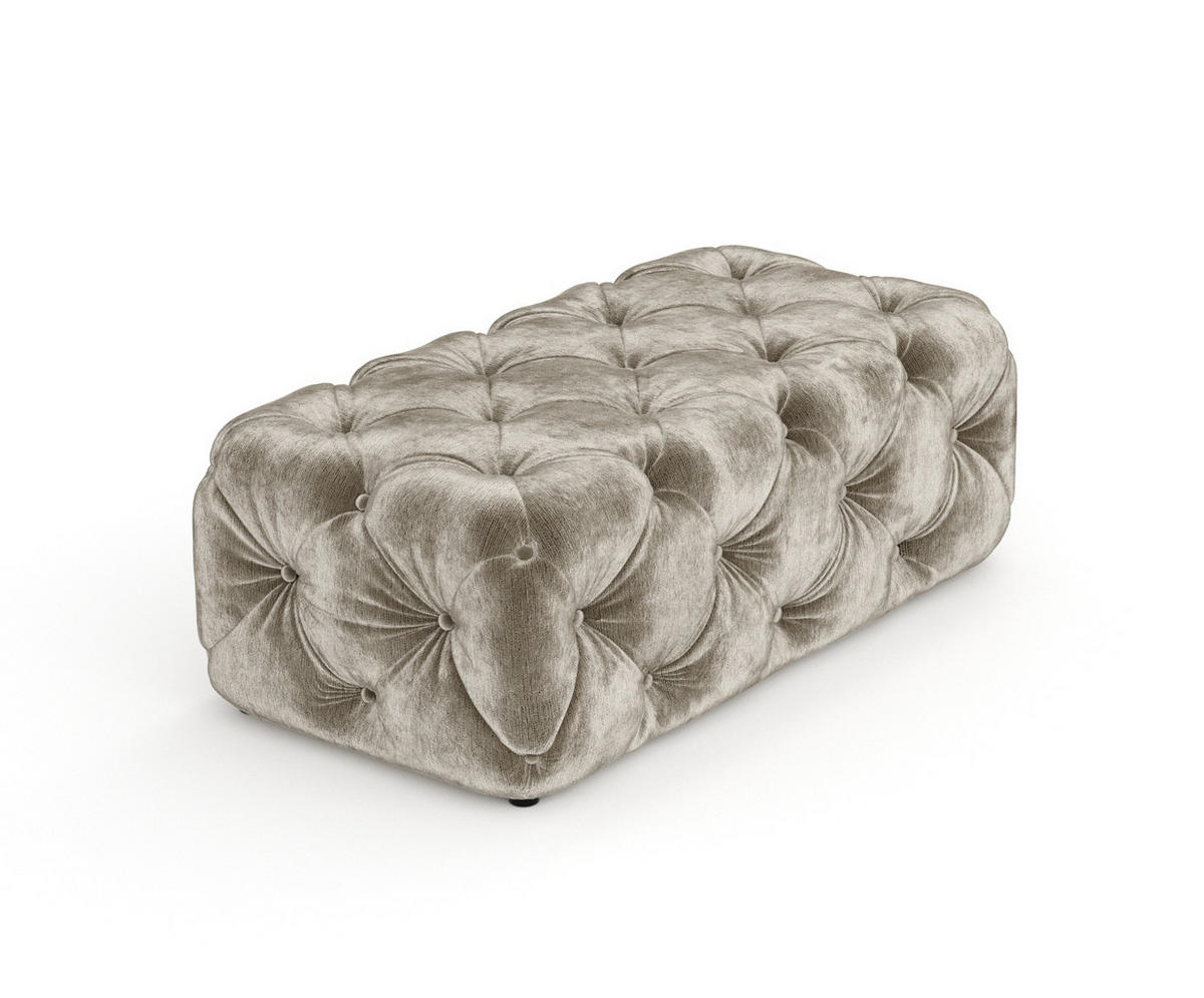 POUF Cosimo Beige Chenille - Beige/Schwarz, Holz/Holzwerkstoff (130/39/65cm) - Maison de Reve