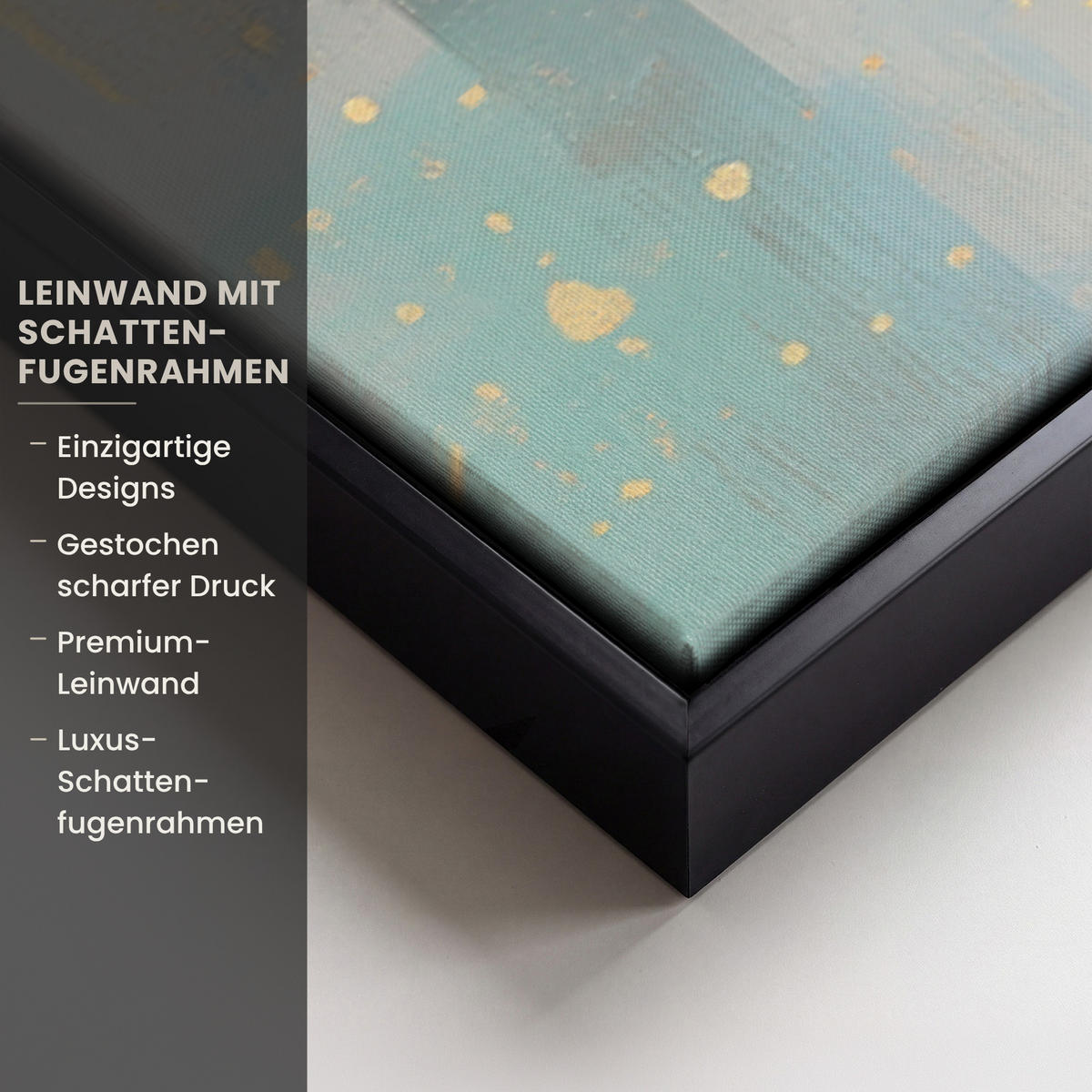 LEINWAND Bilder mit Rahmen - Abstrakt - Blöcke - Gold - Skyline - 150x100 - Beige, Textil (150/100cm) - MuchoWow
