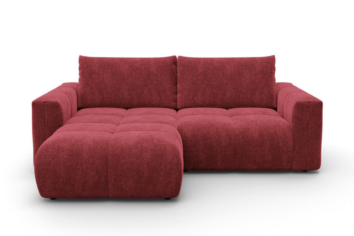 ECKSOFA VERONA 3-Sitzer links, Dunkelrot - Schwarz/Dunkelrot, Holz/Textil (224/173cm) - Courtois Laville