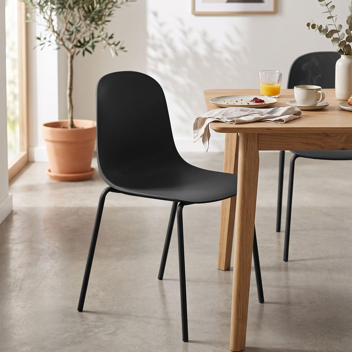 STAPELSTUHL 2 Kunststoff Schwarz - Schwarz, Kunststoff/Metall (51/85/55cm) - CLP
