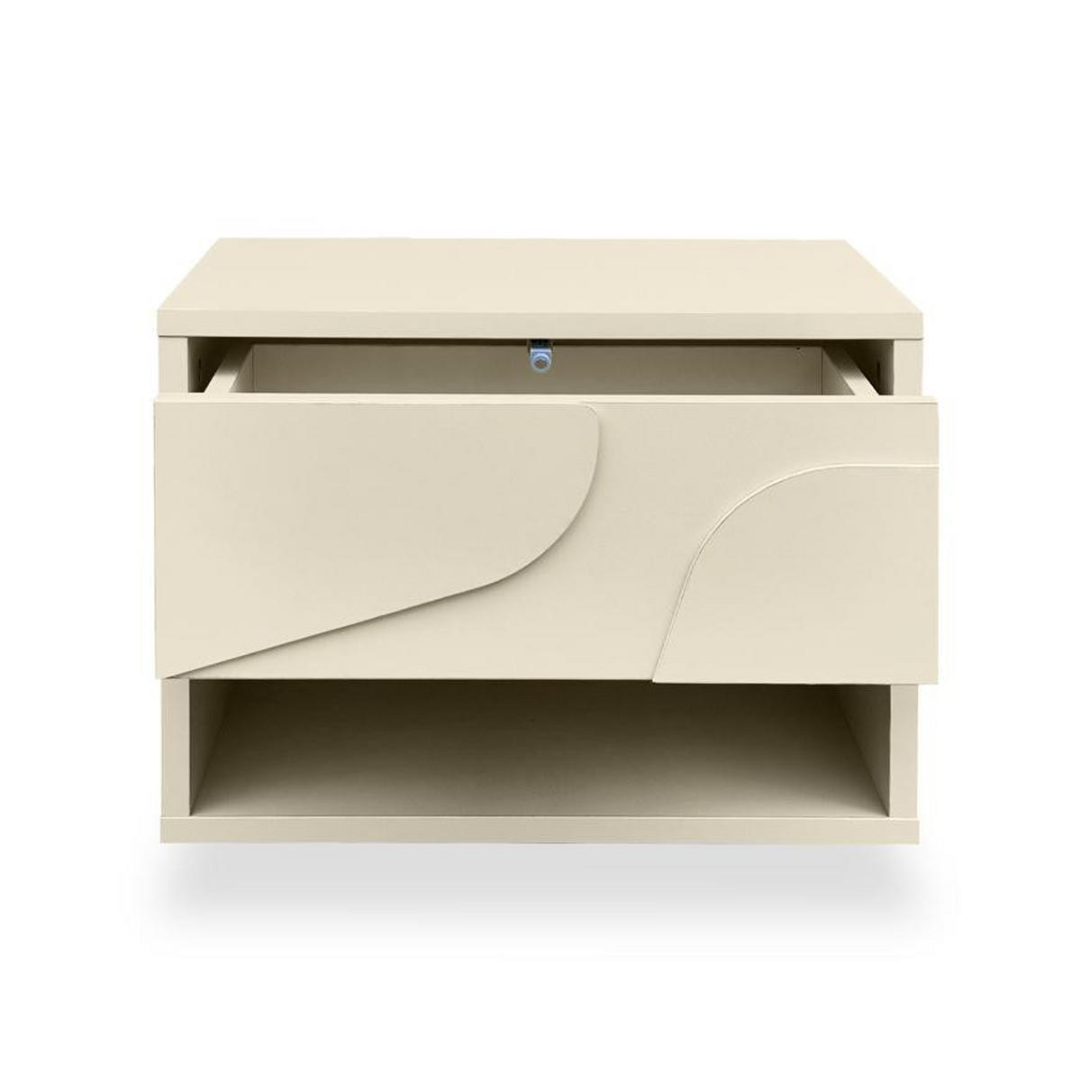 NACHTTISCHE 2er-Set schwebend beige mit je einer Schublade, Melamin-Oberfläche, FLORA - Beige, Holzwerkstoff (40/30/30cm) - Casanoov