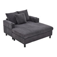 SCHLAFSOFA,SCHLAFCOUCH Grau, Cordbezug mit Beleuchtung&USB und Getränkehalter - Grau, Textil (142/85/128cm) - PARAFTA HOME