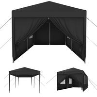 GARTENPAVILLON 3x6m Anthrazit Wasserdicht mit Seitenteilen und Fenstern - Schwarz, Kunststoff (300/250/600cm)