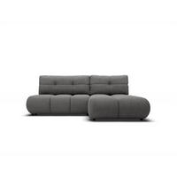 ECKSOFA CORSO R-S Grau Boucle-Stoff mit Schlaffunktion - Dunkelgrau, Holz (230/177cm) - MASSENO