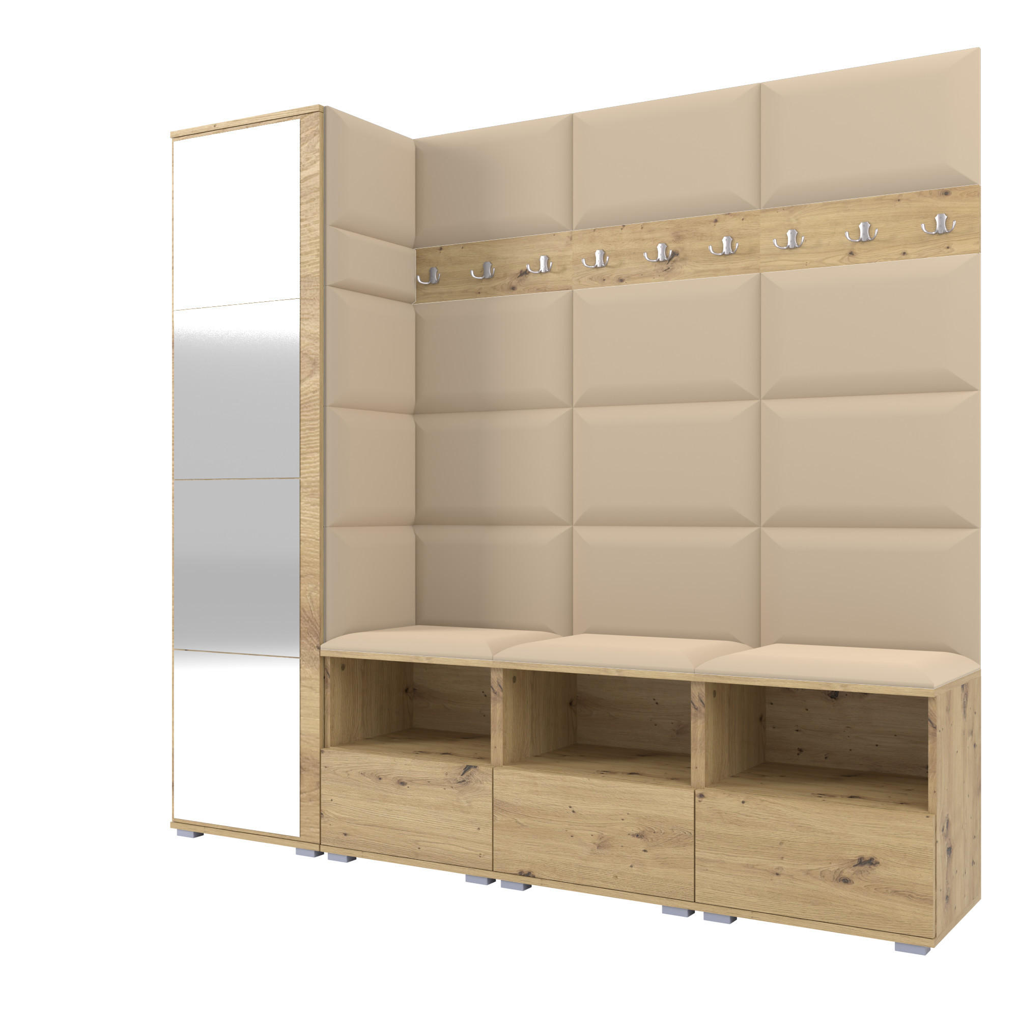 Ravio Garderobe Eiche Artisan, Beige 200x187x40 cm