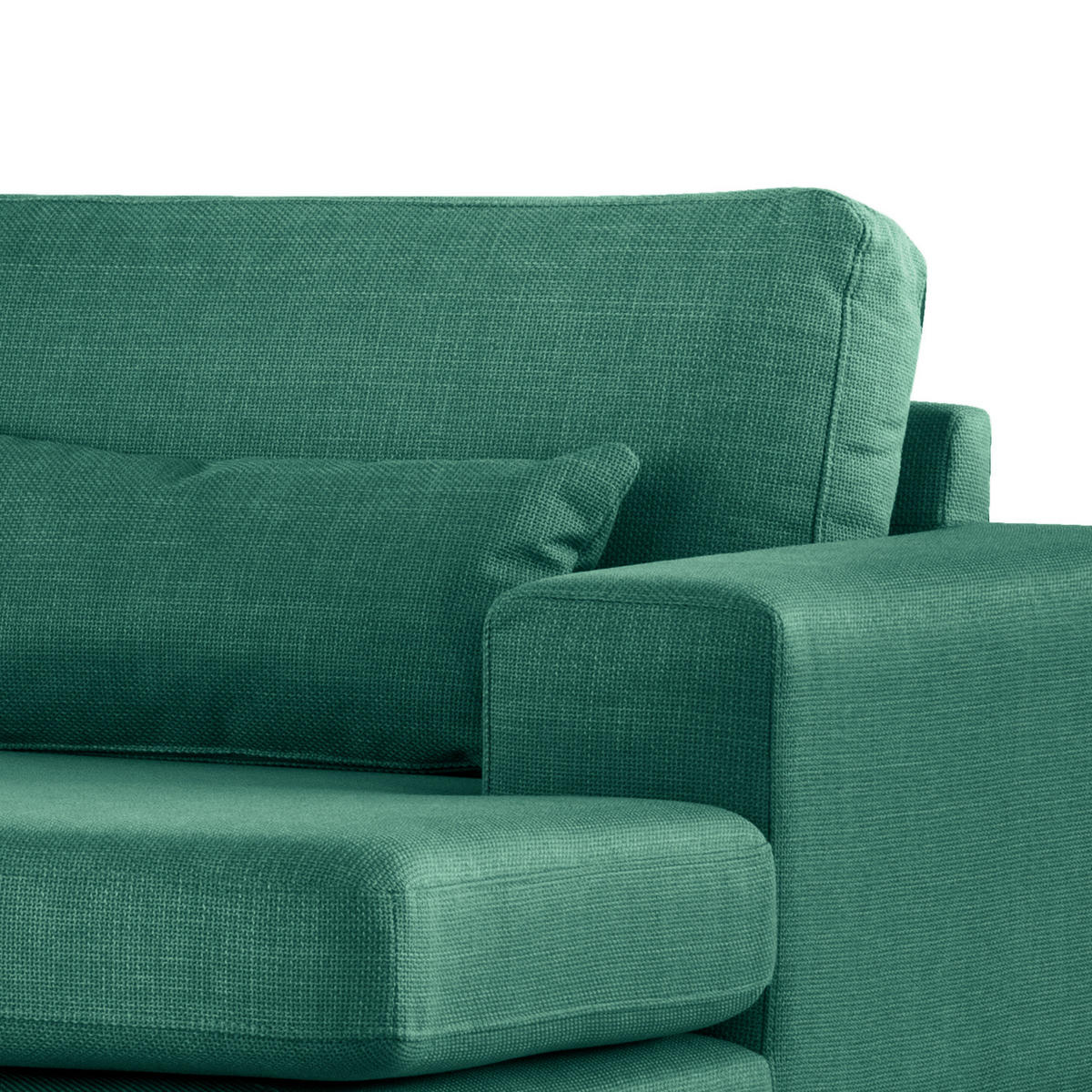 WOHNLANDSCHAFT mit Longchair - Dunkelgrün/Eichefarben, Eichenholz/Textil (371/81/219cm) - home24