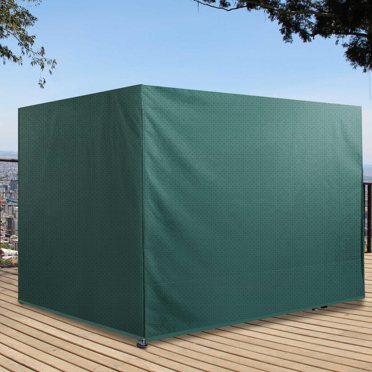 ABDECKUNG Für Hollywoodschaukel DE-06982 3-Sitzer, wasserdicht & winterfest Grün - Dunkelgrün, Kunststoff (155/150/215cm) - ComfortXL