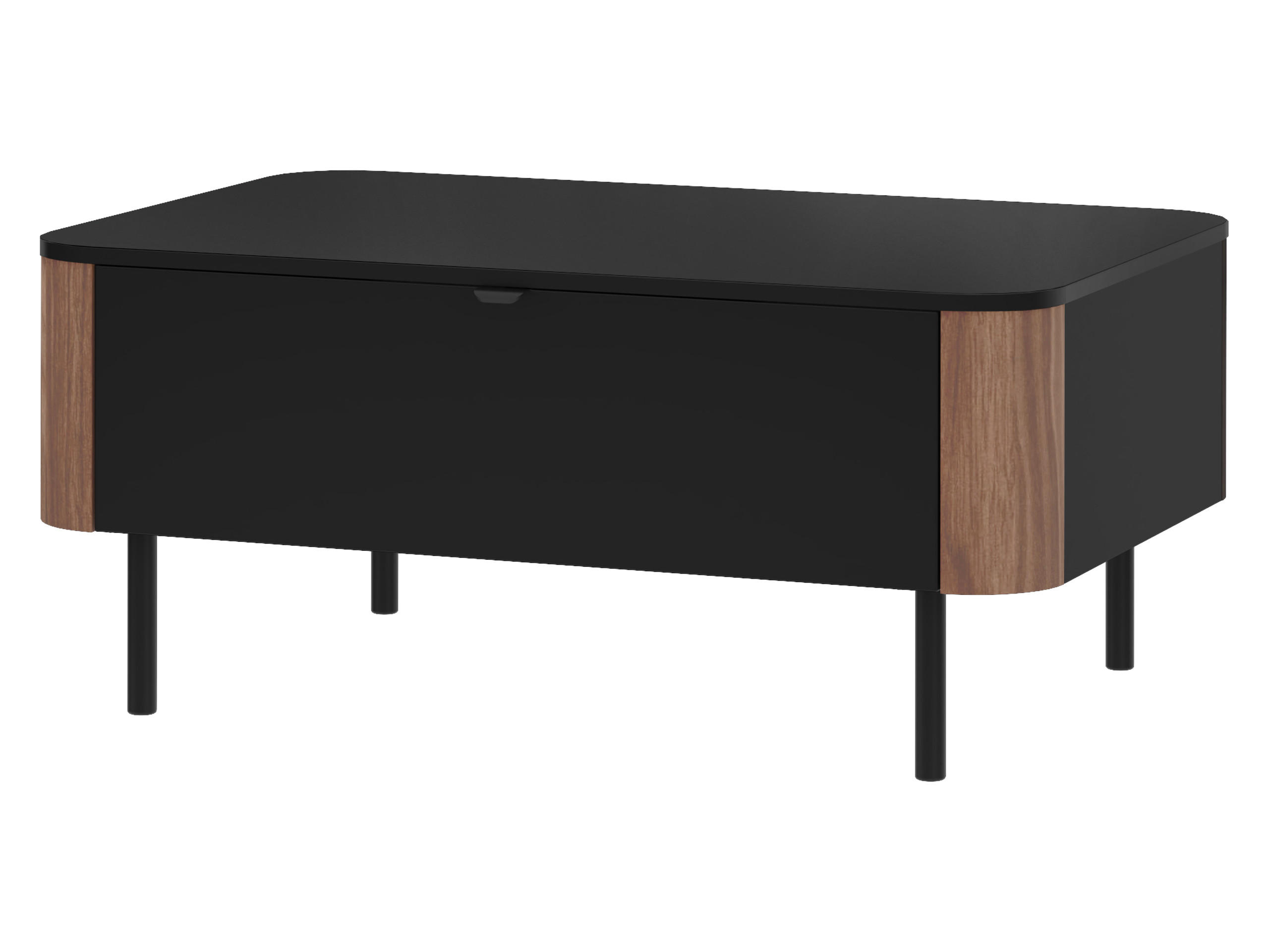 COUCHTISCH Pero 05 - Nussbaumfarben/Schwarz, Holzwerkstoff/Metall (68/104/46cm) - MIRJAN24