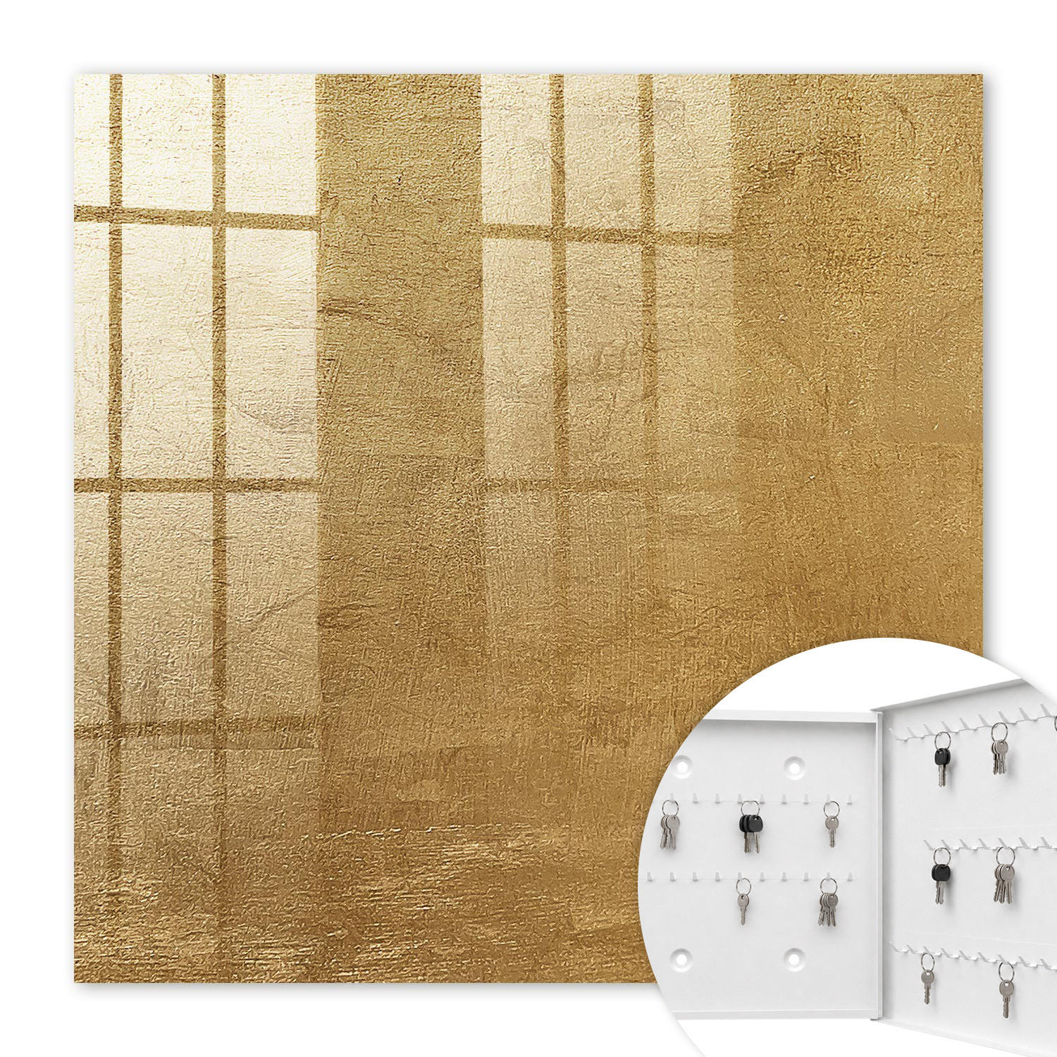 SCHLÜSSELBOX Weiß 30x30 cm – Türöffnung nach rechts - Warme Textur - Gelb, Metall (30/30/5cm) - TULUP