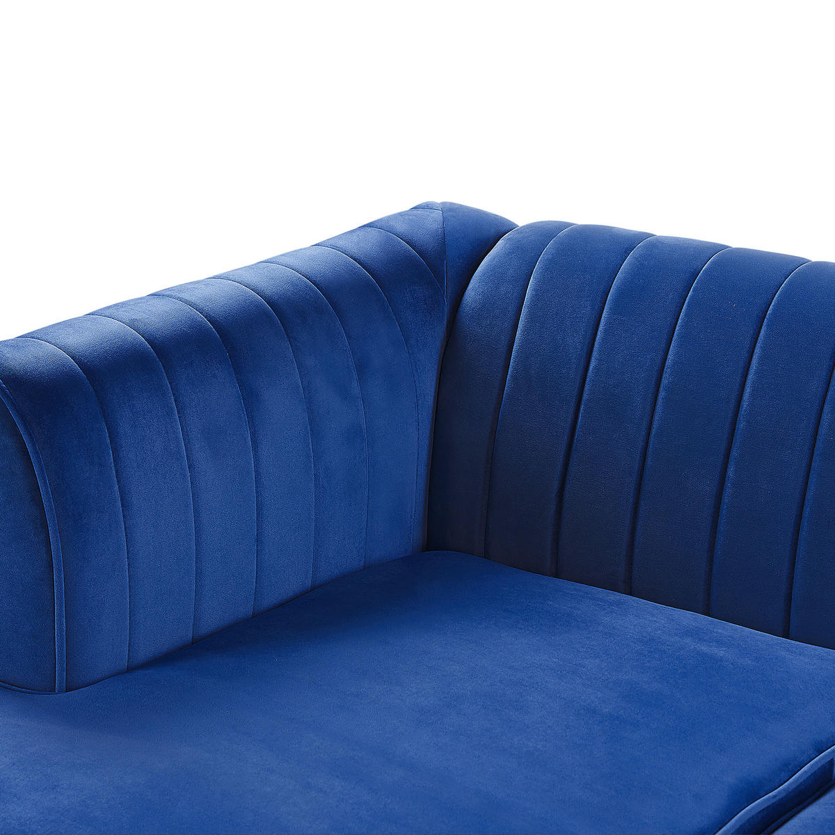 ECKSOFA Samtstoff Marineblau linksseitig Timra - Hellblau, Textil (220/160cm) - Beliani