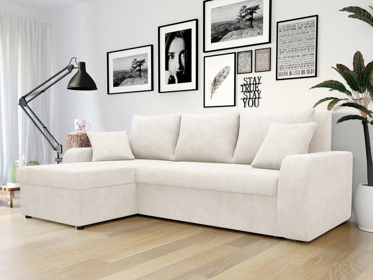 ECKSOFA Kris Lux - Champagner/Schwarz, Holz/Kunststoff (238/147cm) - MIRJAN24