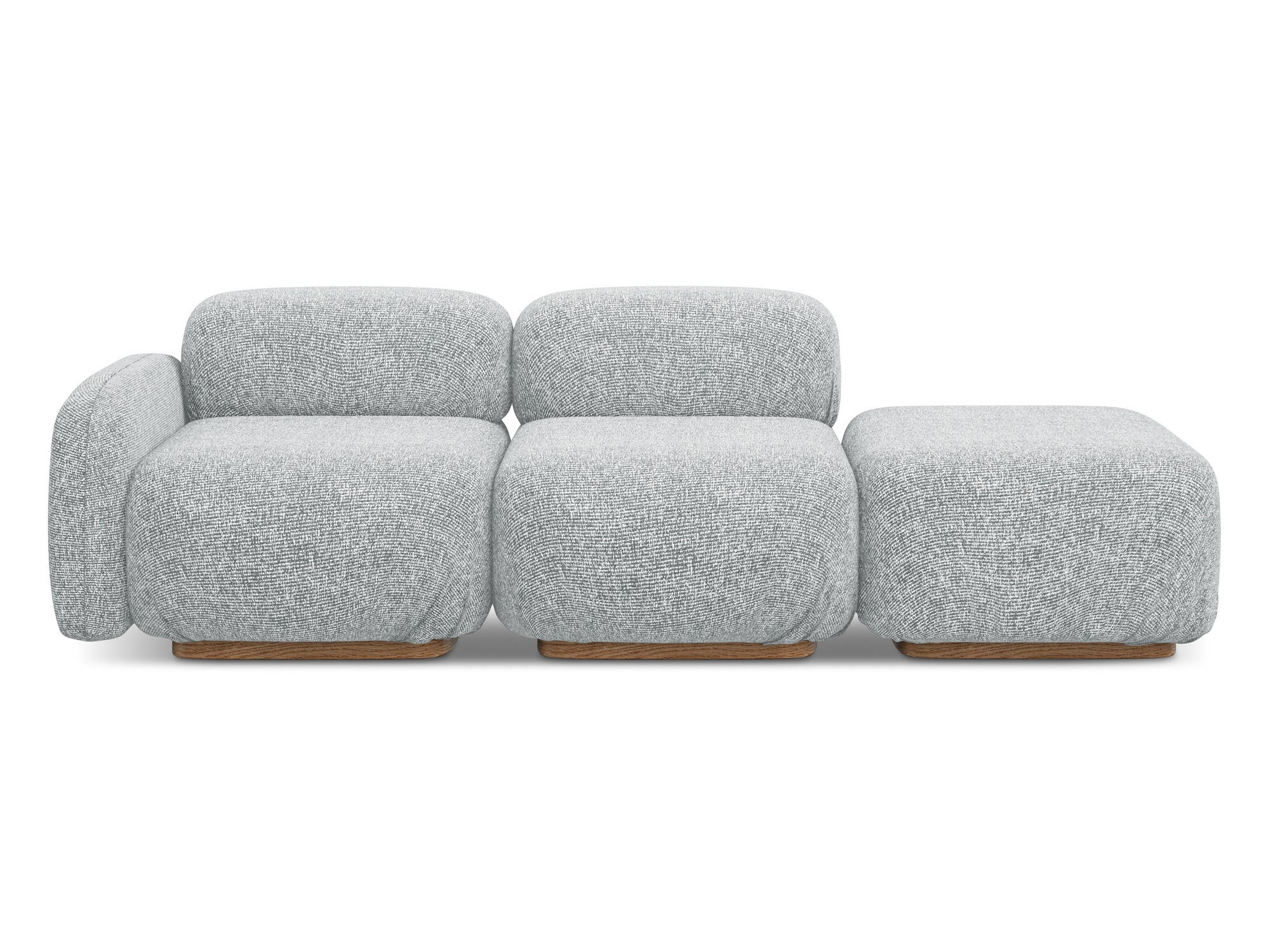 3-SITZER SOFA Rechts Strukturstoff Stoff Grau - Silberfarben/Braun, Holz/Textil (258/73/95cm) - Makamii