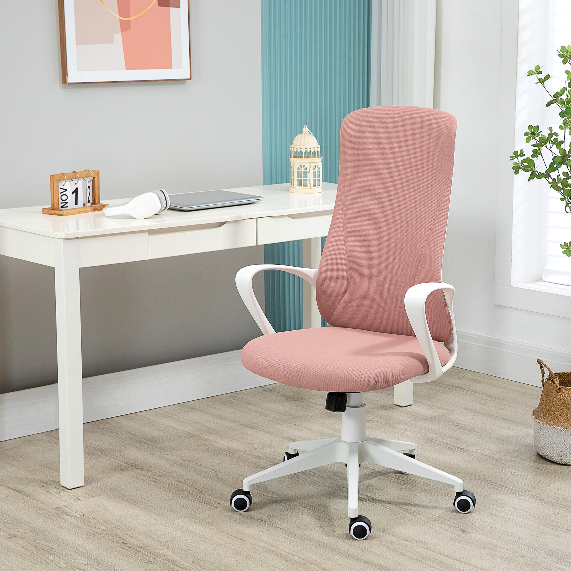 BÜROSTUHL, PC Stuhl, Stretchstoff, Rosa - Rosa, Textil (56/119.5/62cm) - Vinsetto