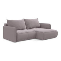 ECKSOFA mit Schlaffunktion Samt Stoff Violett - Lila/Flieder, Kunststoff/Textil (207/148cm) - Makamii