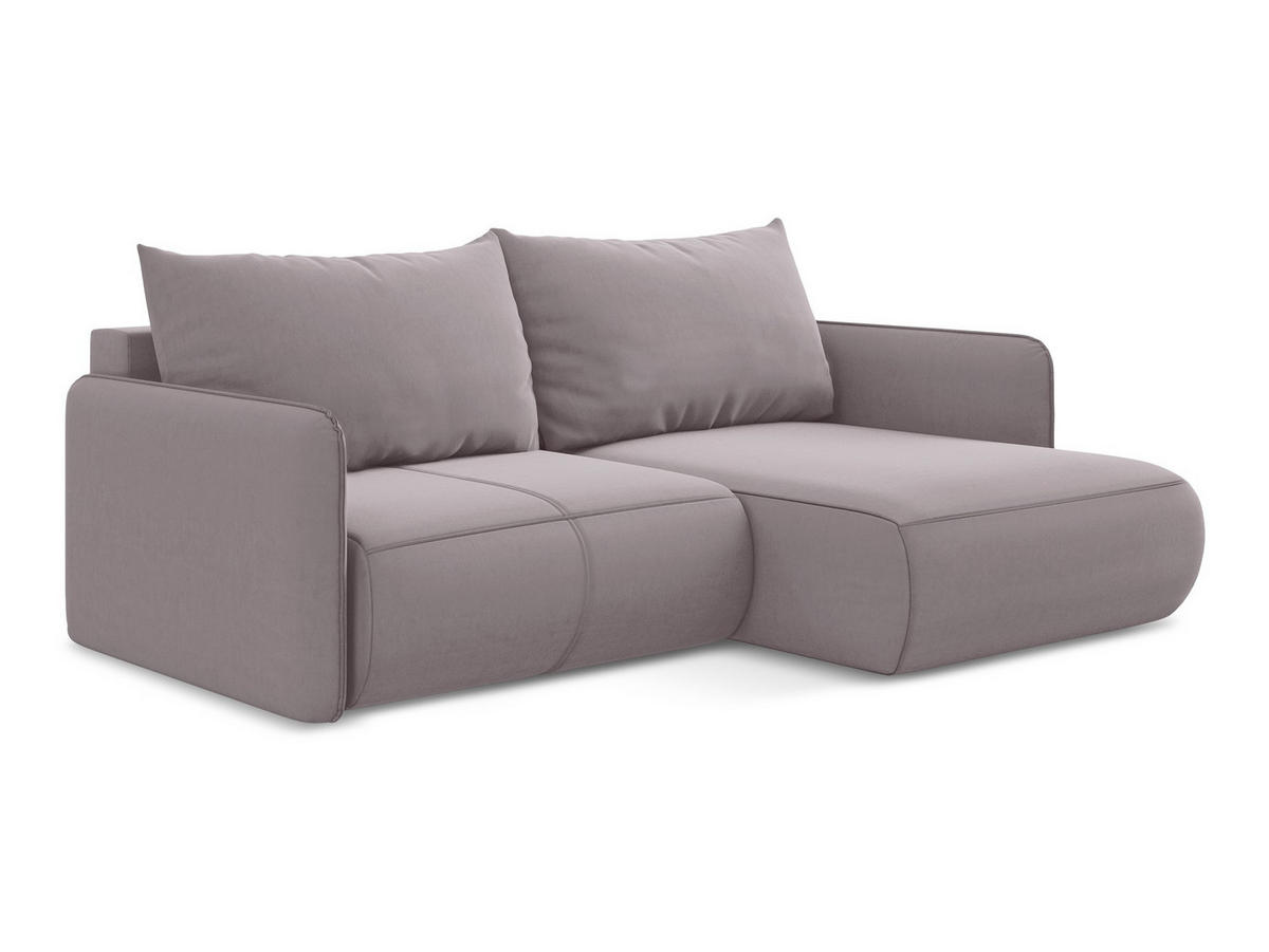 ECKSOFA mit Schlaffunktion Samt Stoff Violett - Lila/Flieder, Kunststoff/Textil (207/148cm) - Makamii