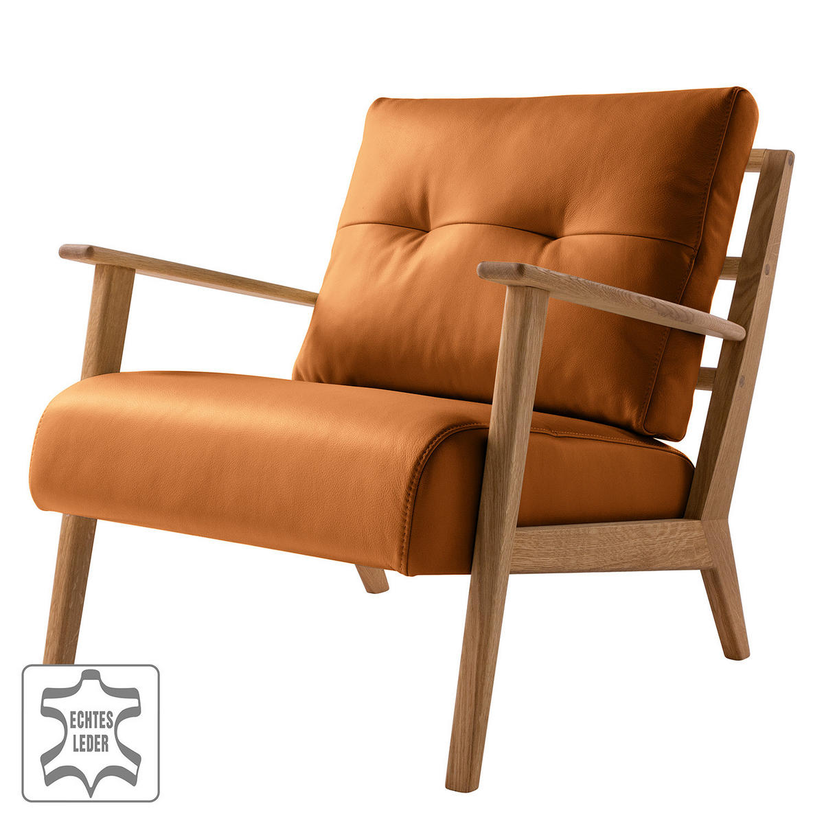 SESSEL - Cognac/Braun, Holz (83/80/75cm) - home24