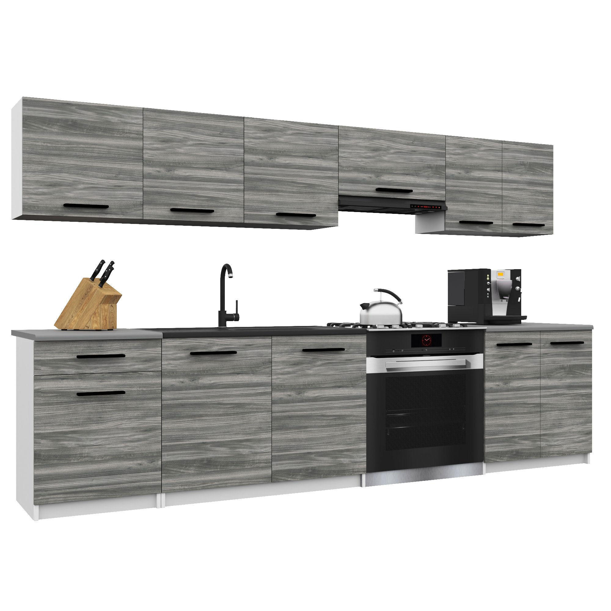 B BELINI GROUP KUCHYŇSKÁ LINKA Italia 2 240 cm, s pracovními deskami, Šedá Glamour