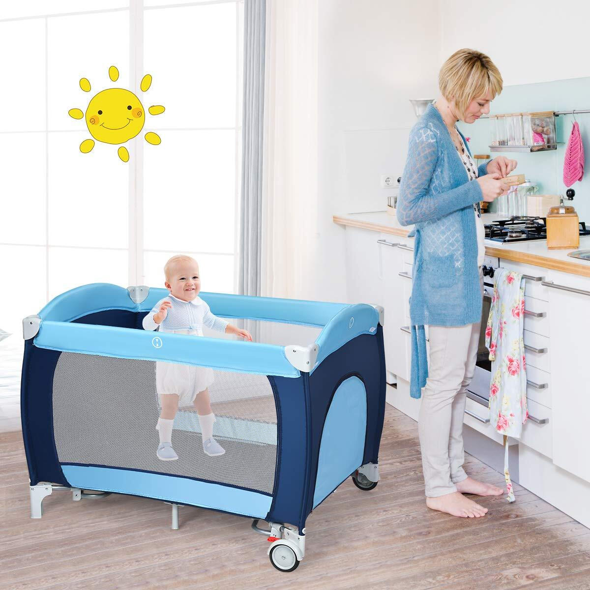 REISEBETT faltbar blau - Blau, Textil - COSTWAY