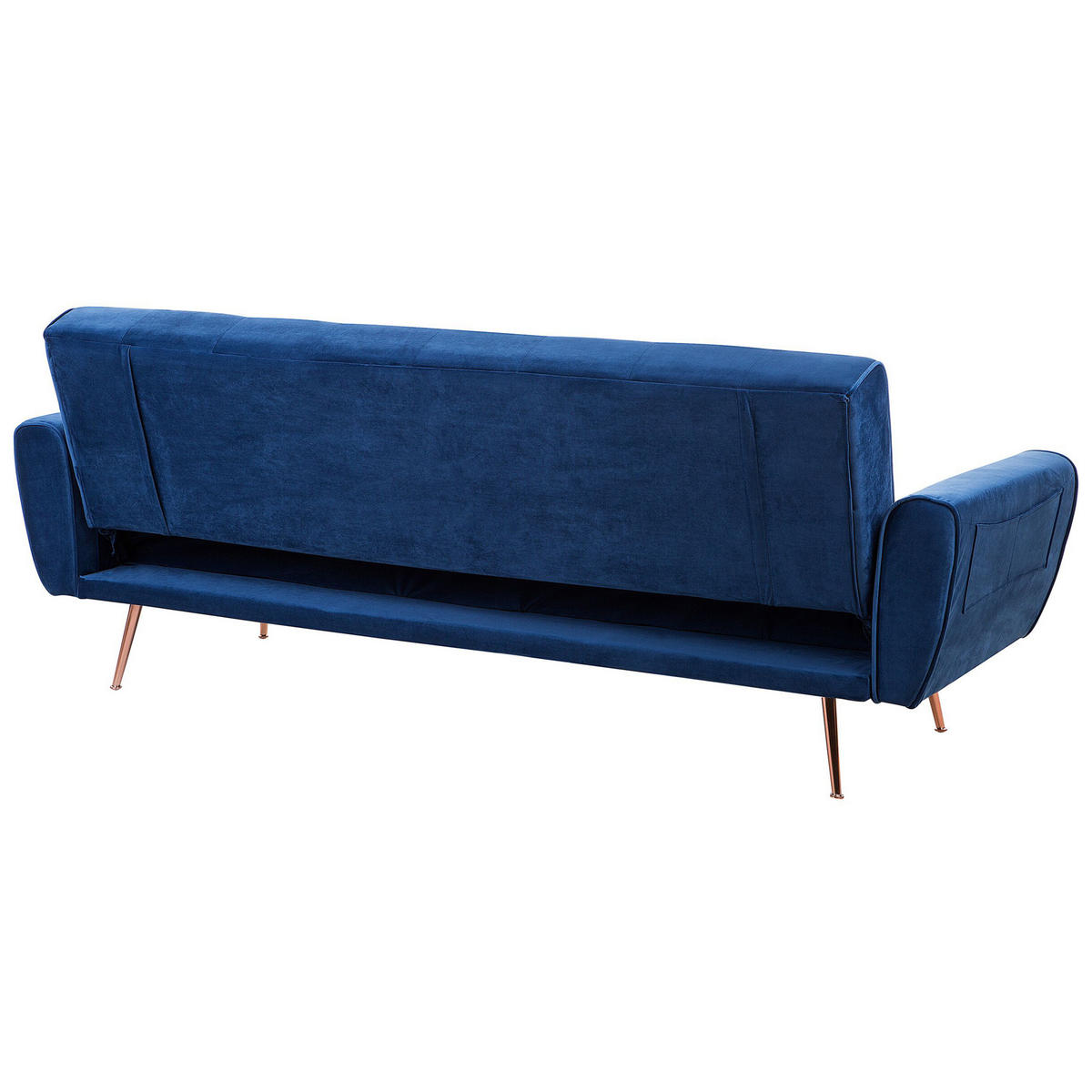 3-SITZER-SCHLAFSOFA Samtstoff Marineblau Selnes - Hellblau, Textil (212/85/84cm) - Beliani