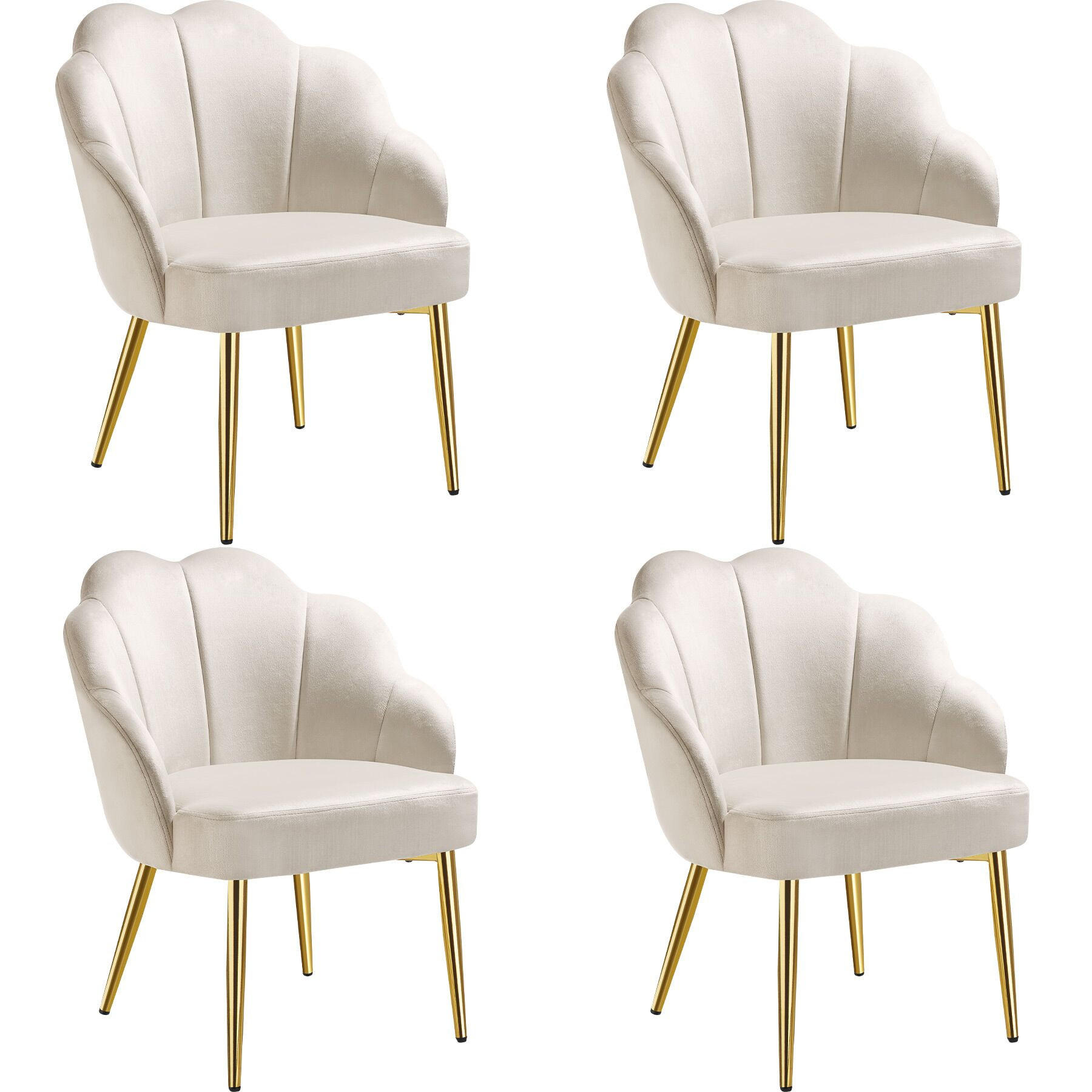 COCKTAILSESSEL 4er Set Hellen 66 x 62 x 80 5 cm creme/gold - Goldfarben/Creme, Textil (66/80.5/62cm) - tectake
