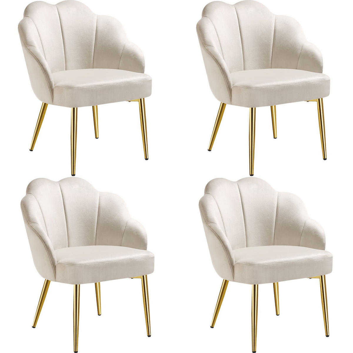 COCKTAILSESSEL 4er Set Hellen 66 x 62 x 80 5 cm creme/gold - Goldfarben/Creme, Textil (66/80.5/62cm) - tectake