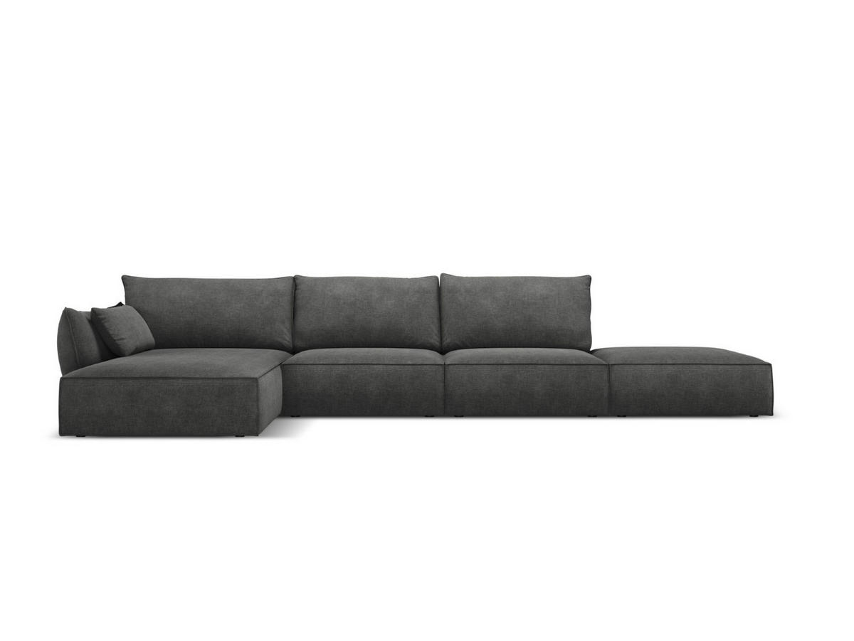ECKSOFA links Kaelle aus Chenille-Stoff dunkelgrau 5 Sitzplätze - Dunkelgrau, Textil (171/364cm) - Micadoni